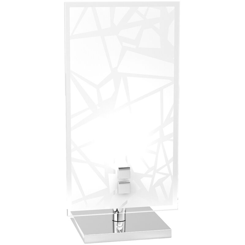 foto del prodotto abatjour contemporaneo stripes metallo bianco vetro serigrafato 1 luce g9