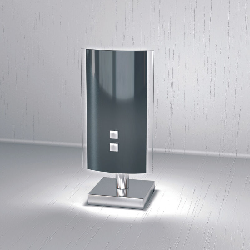 foto del prodotto abatjour moderno tray metallo bianco vetro nero 1 luce g9