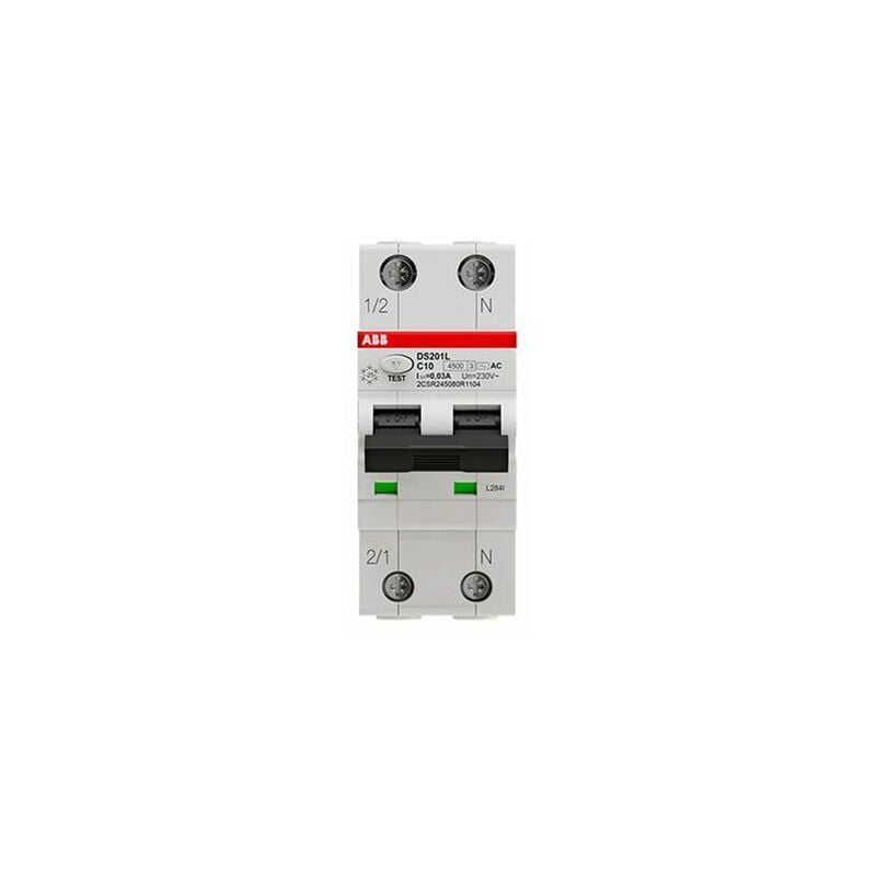 foto del prodotto abb ds201lhc6ac30 interruttore magnetotermico differenziale 1p n tipo ac c 6a 30ma 4500a