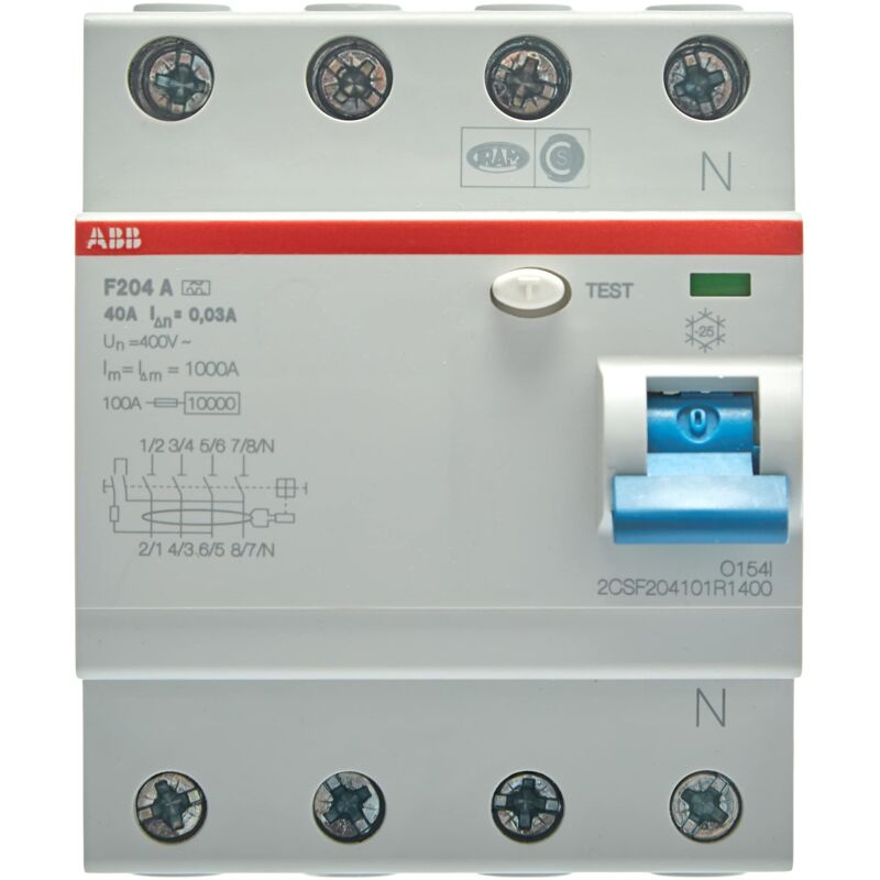 foto del prodotto abb f204 a 40a 30ma interr.differenz. puro 4p, white