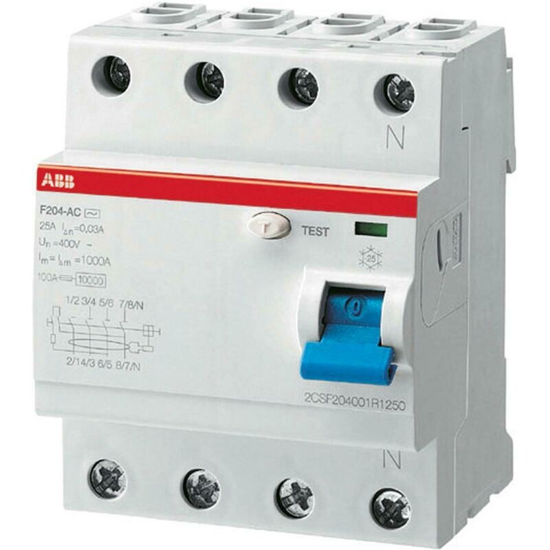 foto del prodotto abb f204 ac 25a 30ma interruttore differenziale modulare puro f427812