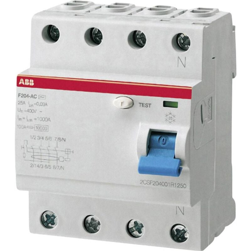foto del prodotto abb interruttore differenziale a 4 poli 25 a 0.03 a 230 v ac, 400 v ac