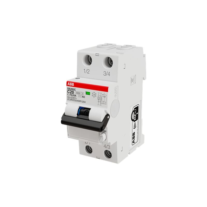 foto del prodotto abb - interruttore differenziale magnetotermico 6ka 2p ac c20 30ma ds202cr c20 ac30