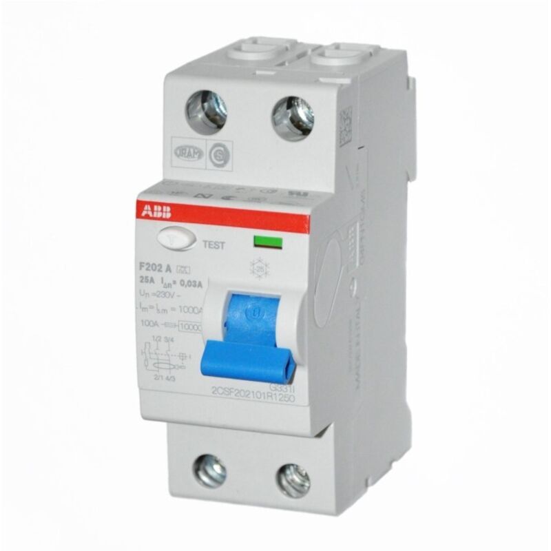 foto del prodotto abb - interruttore differenziale puro f202 a-25 0,3 2p 25a 300ma f427828
