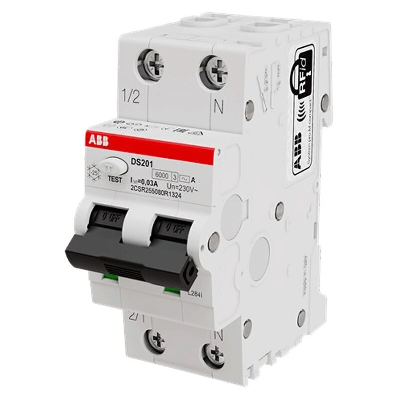 foto del prodotto abb magnetotermico differenziale 25a 1p n 30ma a 4,5ka 2m ds201lc25a30