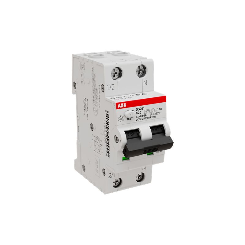 foto del prodotto abb magnetotermico differenziale 6ka 1p n tipo ac c20 30ma ds201c20ac30
