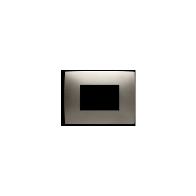 foto del prodotto abb placca 3 moduli acciaio spazzolato chiara 2csk0319ch