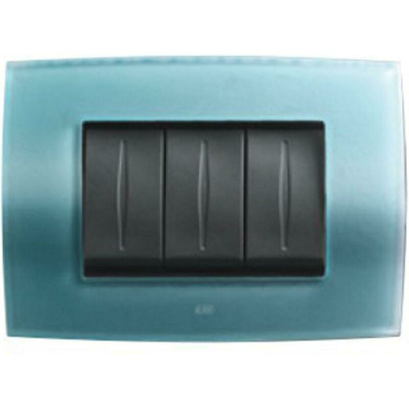 foto del prodotto abb placca vetro 3 moduli blu turchese satinato 2cse0330sfv