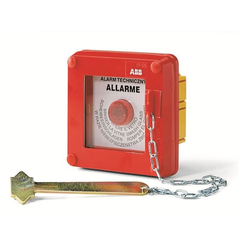 foto del prodotto abb quadretto di emergenza antincendio rosso con martelletto ip55 13180