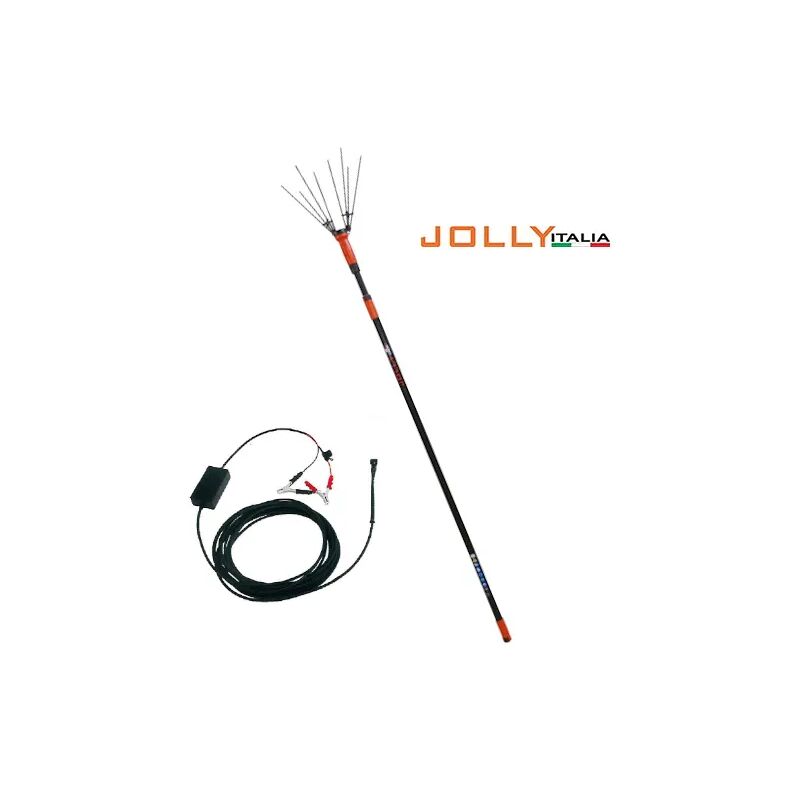 foto del prodotto abbacchiatore a batteria v34 jolly italia con asta telescopica e cavo, alimentazione da 12v