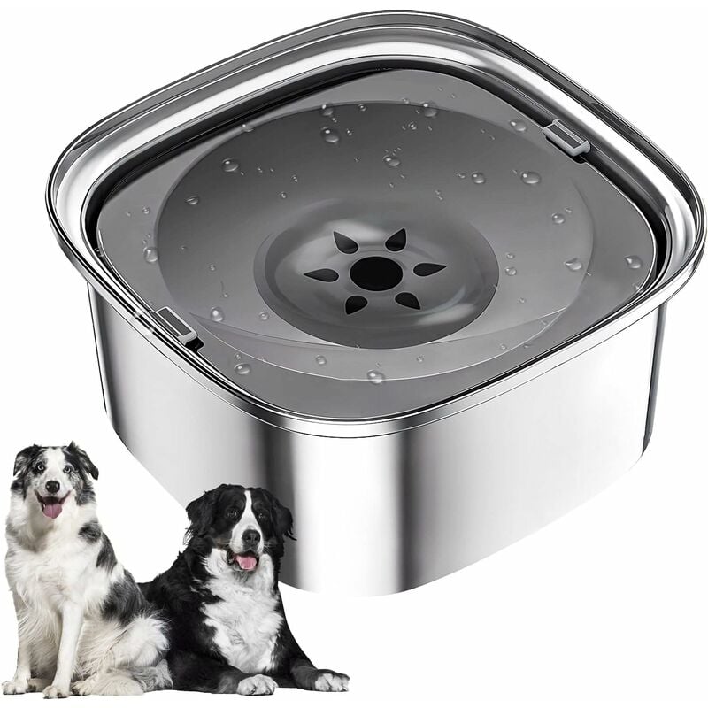 foto del prodotto abbeveratoio in acciaio inossidabile 3l, abbeveratoio antispruzzo, abbeveratoio per cani antigoccia, ciotola galleggiante per cani, bevitore lento