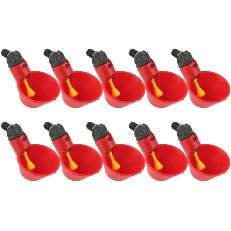 foto del prodotto abbeveratoio per pollo, 10 pezzi abbeveratoi per galline per pollame dispenser per bevande red flock anatra acqua per alimenti per uccelli per