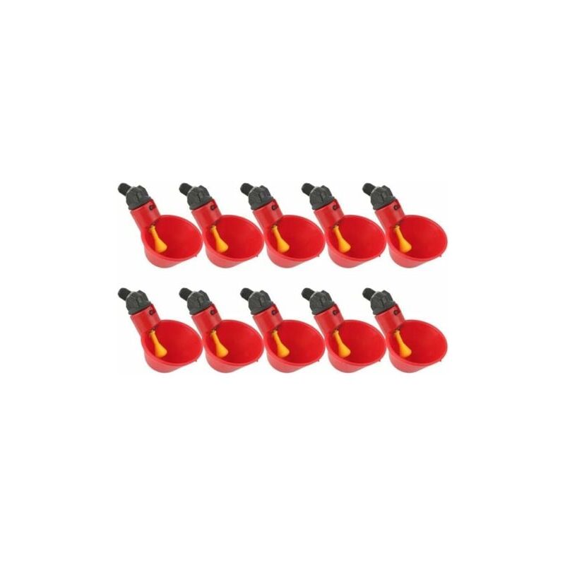 foto del prodotto abbeveratoio per pollo, 10 pezzi abbeveratoi per galline per pollame dispenser per bevande red flock anatra acqua per alimenti per uccelli per
