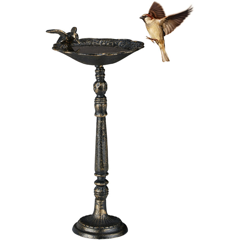 foto del prodotto abbeveratoio, vaschetta per uccellini da terra, decorazione da giardino, accessori per uccelli, 40 cm, bronzo relaxdays