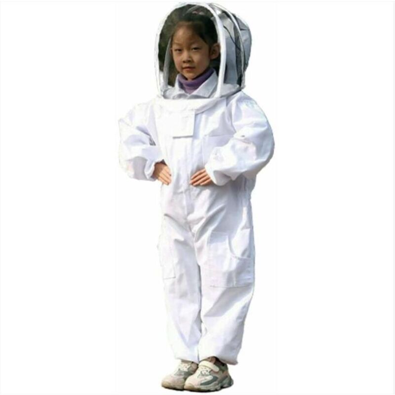 foto del prodotto abbigliamento per apicoltura, abbigliamento protettivo bianco per apicoltura per bambini cotone manica lunga, protezione per bambini taglia m 1,2