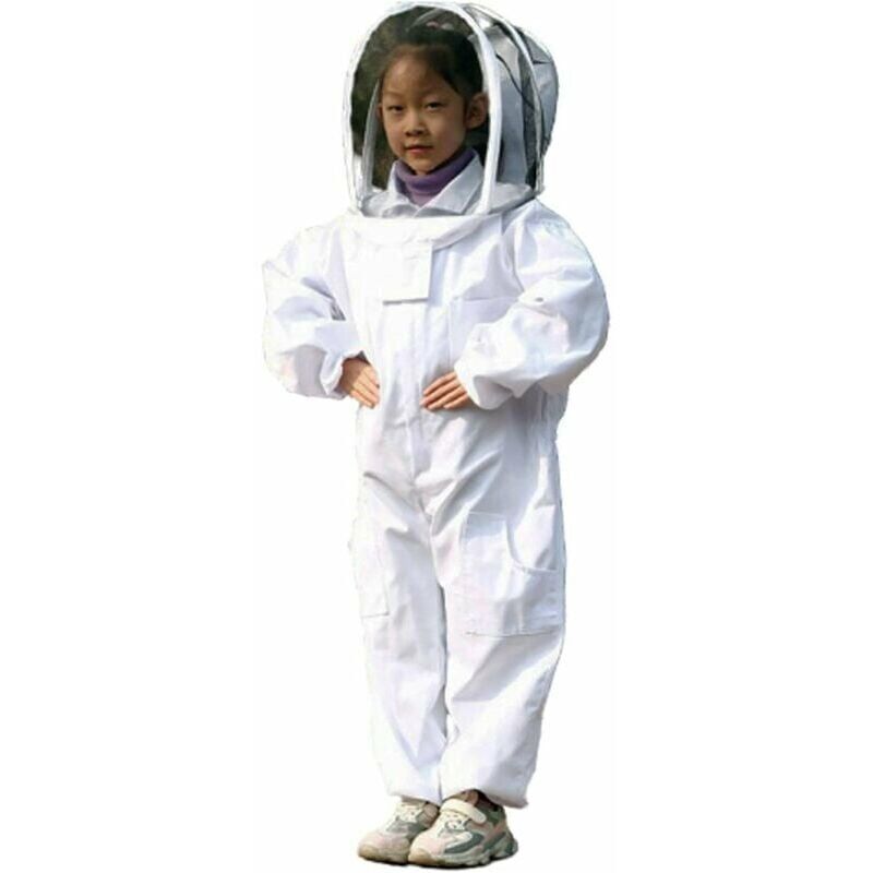 foto del prodotto abbigliamento per apicoltura, abbigliamento protettivo bianco per apicoltura per bambini cotone manica lunga, protezione per bambini taglia m 1,2
