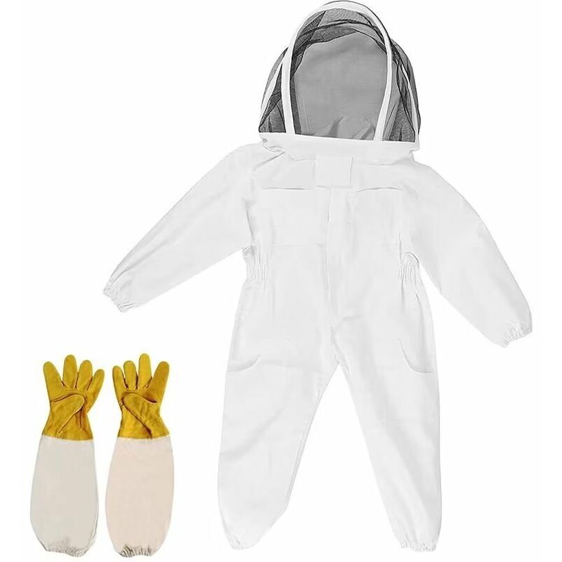 foto del prodotto abbigliamento per apicoltura con guanti tuta per apicoltura per bambini cotone a maniche lunghe, protezione per bambini, forniture per apicoltura
