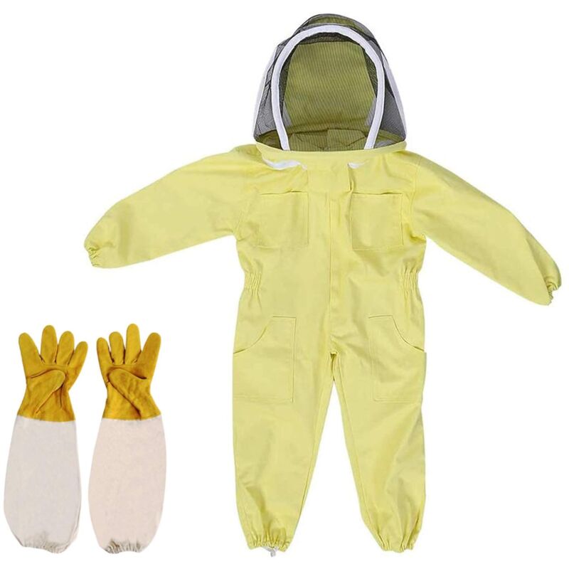 foto del prodotto abbigliamento per apicoltura con guanti tuta per apicoltura per bambini manica lunga in cotone, protezione per bambini, forniture per apicoltura