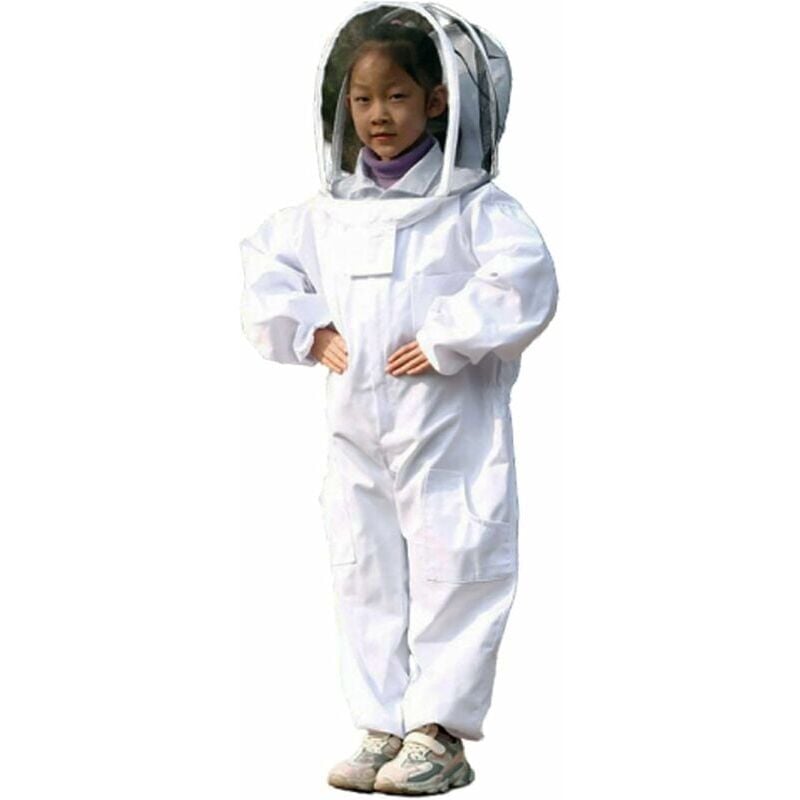 foto del prodotto abbigliamento per apicoltura dpzo abbigliamento protettivo bianco per apicoltura per bambini cotone manica lunga, protezione per bambini taglia m
