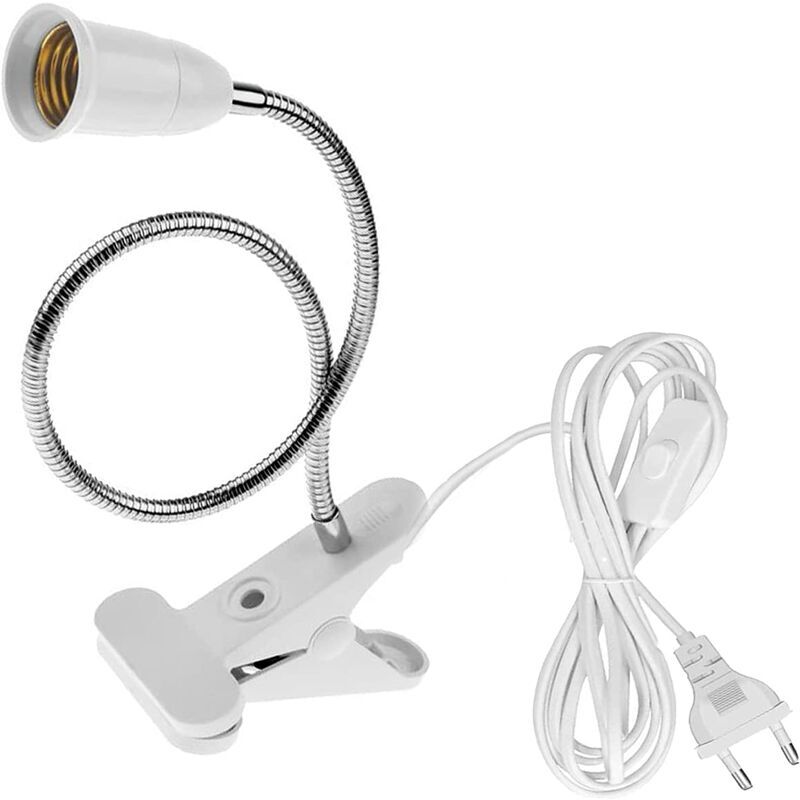 foto del prodotto abc portalampada e27 con interruttore, base per lampada da tavolo a led con collo d oca a 360 gradi, base per lampada a clip con cavo da 2,2 m, per
