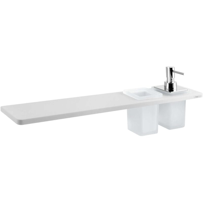 foto del prodotto abeline mensola con dispenser e bicchieri, 50 cm, bianco opaco cromo ae502 0101 02 sapho