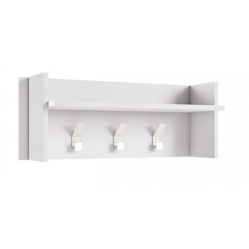 foto del prodotto abitare appendiabiti 90x29 cm bianco frassinato con un ripiano e tre ganci nantes