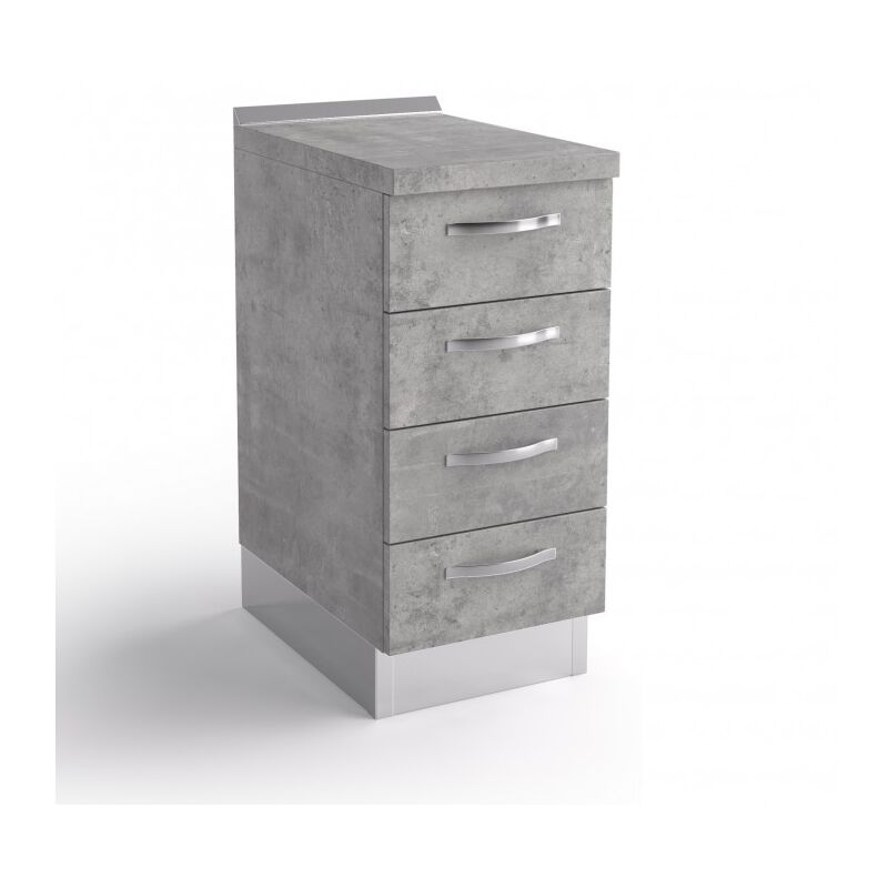foto del prodotto abitare base cassettiera cucina 40x60x84 cm in legno grigio cemento con quattro cassetti massa