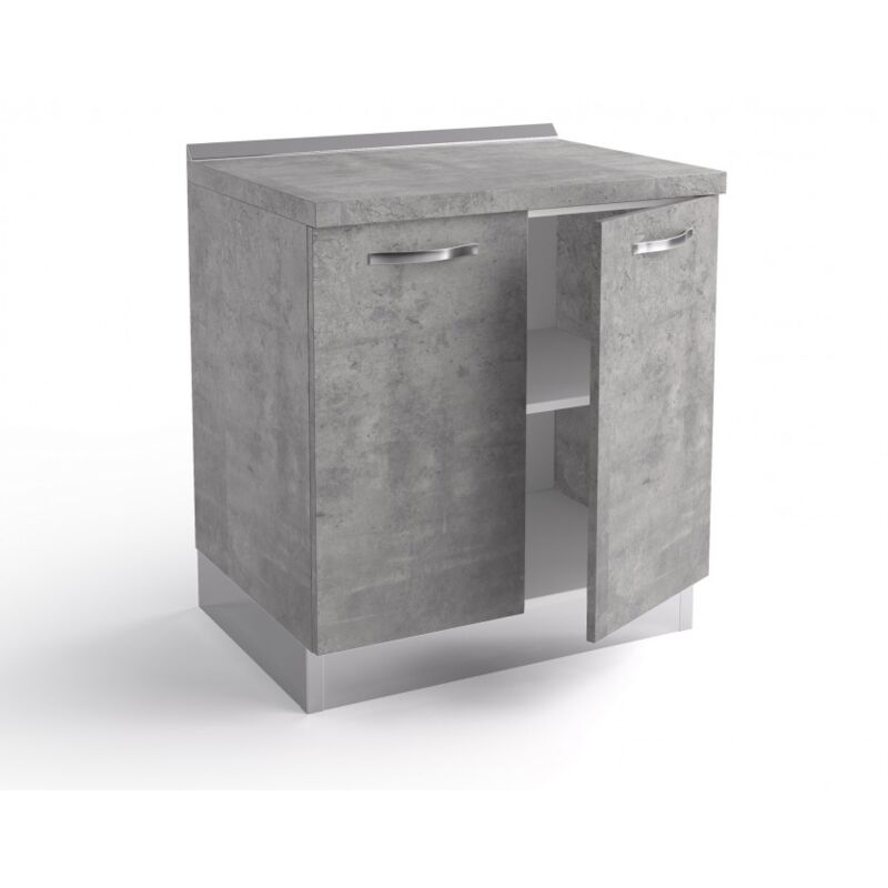 foto del prodotto abitare base cucina 80x60x84 cm in legno grigio cemento con due ante massa