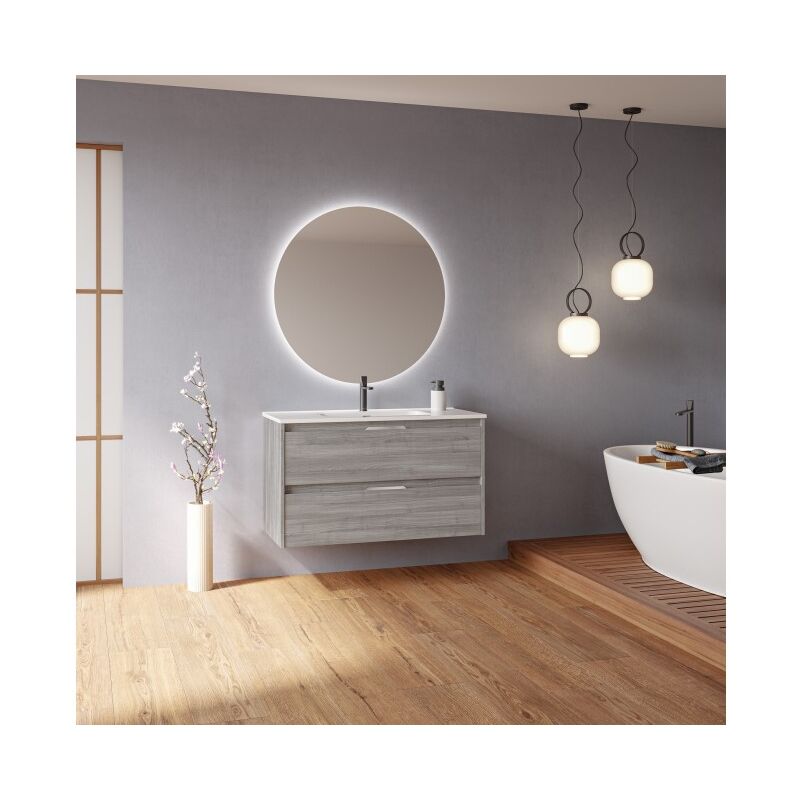 foto del prodotto abitare bristol mobile bagno sospeso 100 cm grigio sabbiato con lavabo grigio 100 cm standard