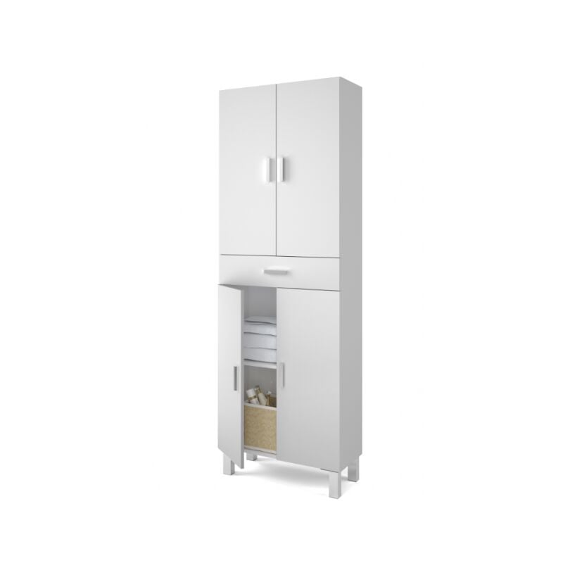 foto del prodotto abitare colonna bagno a terra 60x29x182 cm bianco lucido con 4 ante e 1 cassetto siracusa