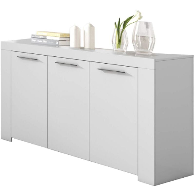 foto del prodotto abitare credenza 144x42x80 cm bianco opaco con 3 ante e 3 ripiani interni grosseto