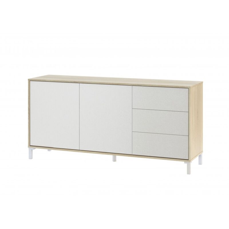 foto del prodotto abitare credenza 154x41x74 cm bianco opaco e rovere canadese mineo