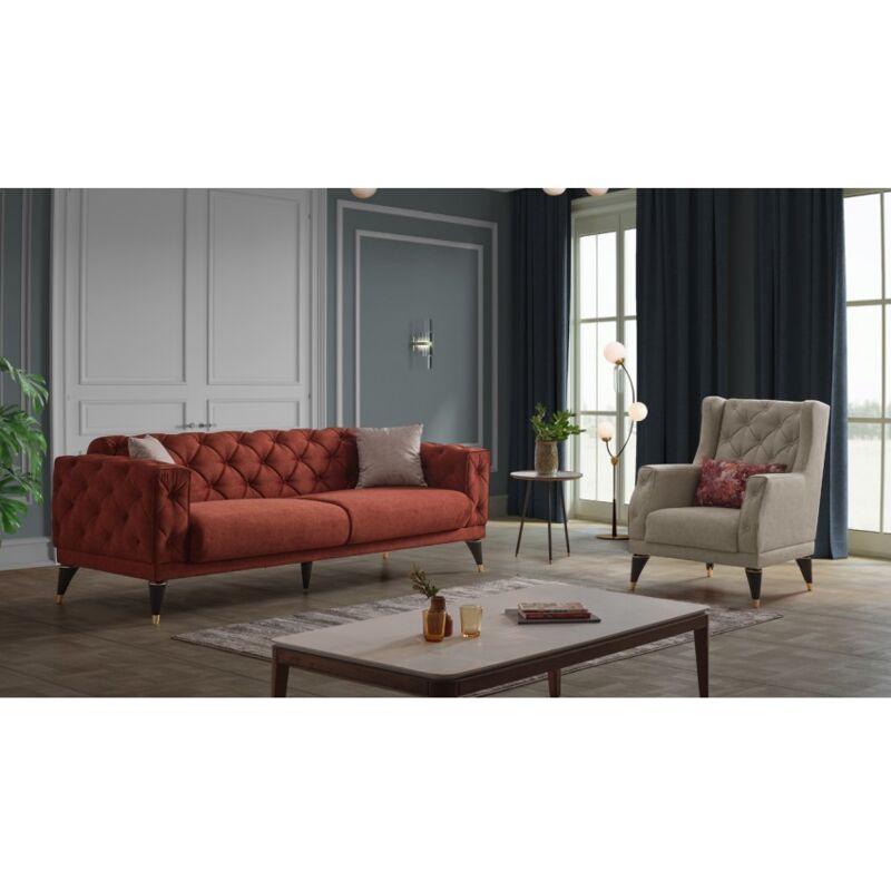 foto del prodotto abitare divano due posti 175x63 cm colore arancione bruciato bucaneve