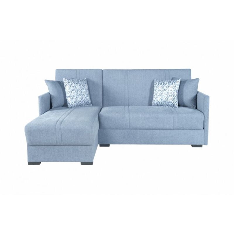 foto del prodotto abitare divano letto ad angolo in tessuto colore azzurro spinea