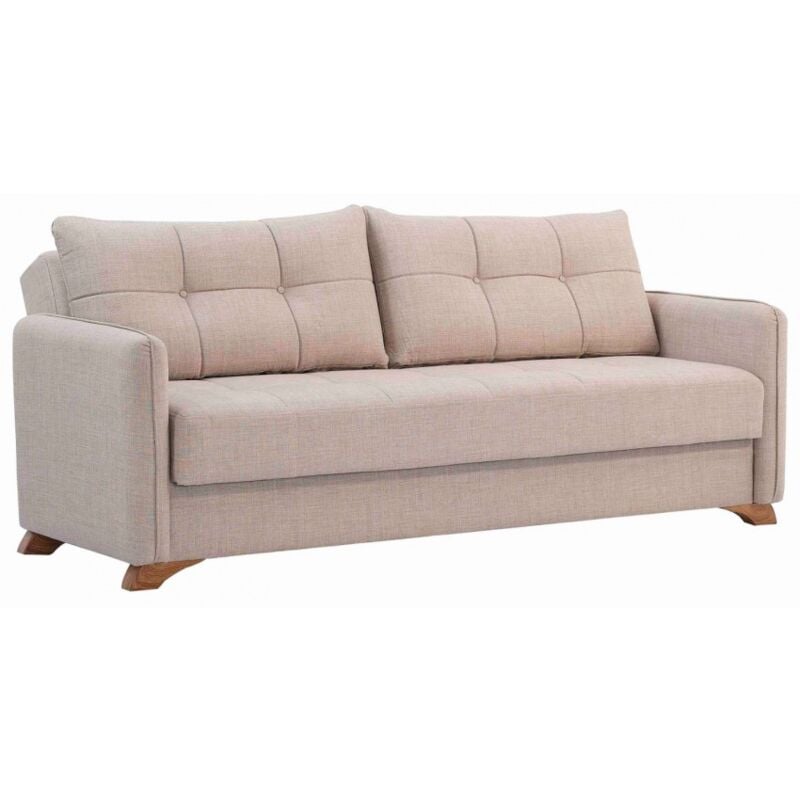 foto del prodotto abitare divano letto tre posti 212x94 cm in tessuto tortora chiaro spello