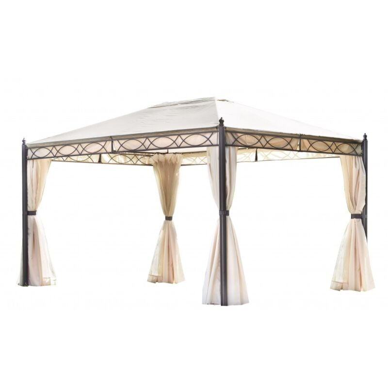 foto del prodotto abitare gazebo da giardino 4x3 m con struttura in ferro grigio antracite e telo di copertura color sabbia varese