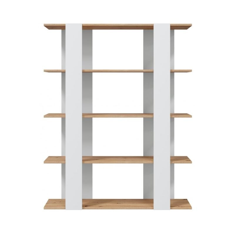 foto del prodotto abitare libreria 108x31x136 cm rovere nordico e bianco opaco con 5 ripiani parenzo
