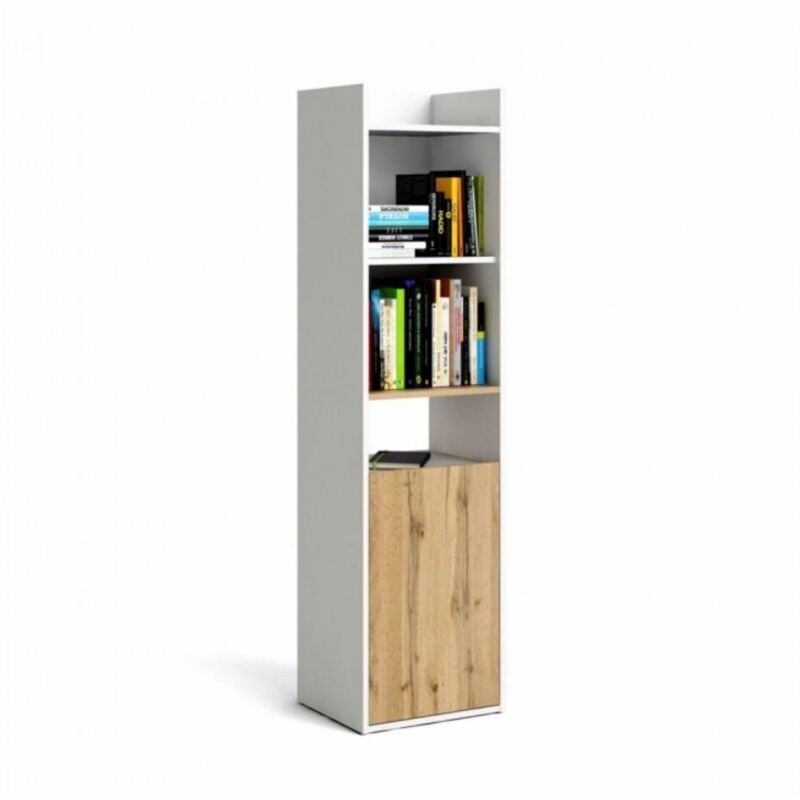 foto del prodotto abitare libreria 154 cm rovere e bianco opaco con un anta e quattro ripiani sole
