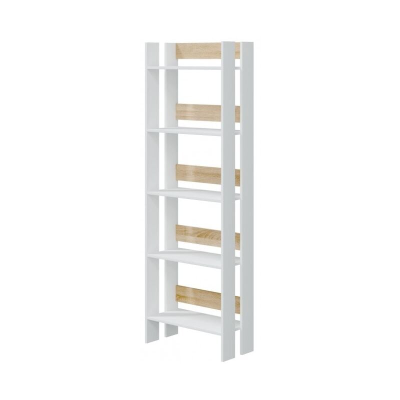 foto del prodotto abitare libreria 57x27x170 cm bianco opaco e rovere canadese con 5 ripiani margherita