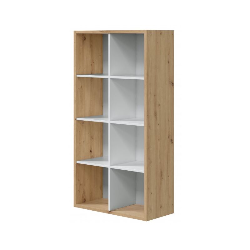 foto del prodotto abitare libreria 71,5x33x136 cm rovere nordico e bianco opaco gratteri