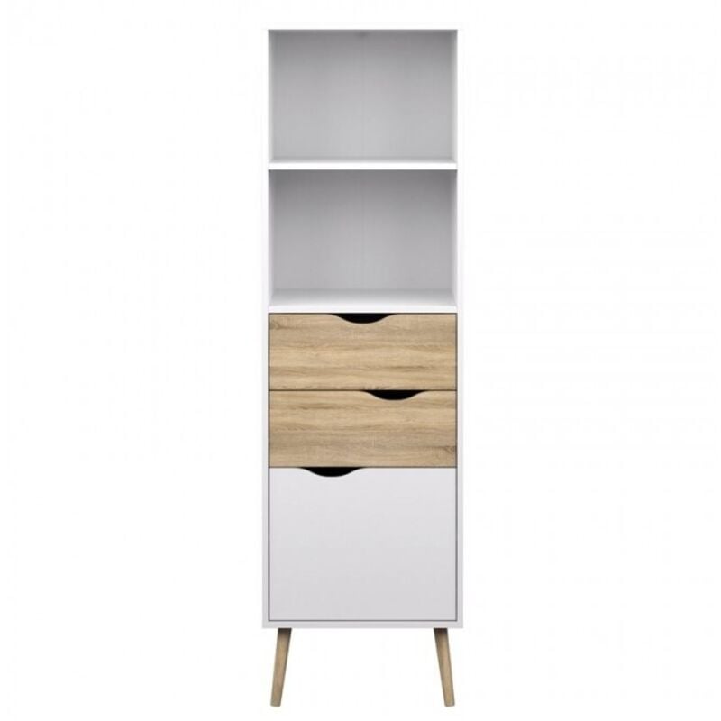 foto del prodotto abitare libreria bianco opaco e rovere con due cassetti ed un anta 171 cm gladiolo