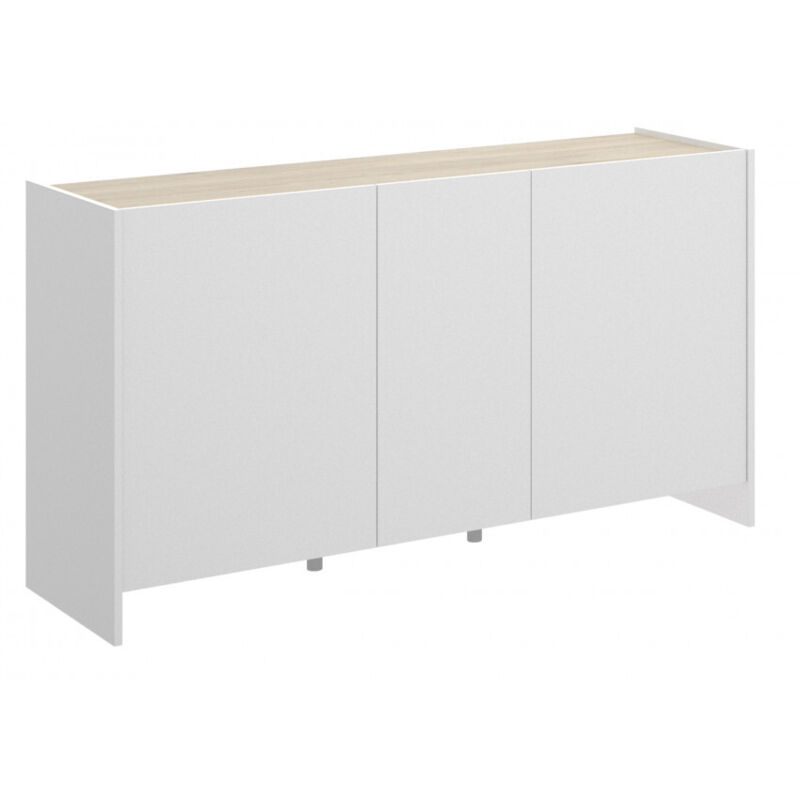 foto del prodotto abitare madia 138 cm bianco opaco e moka chiaro naturale con tre ante trani