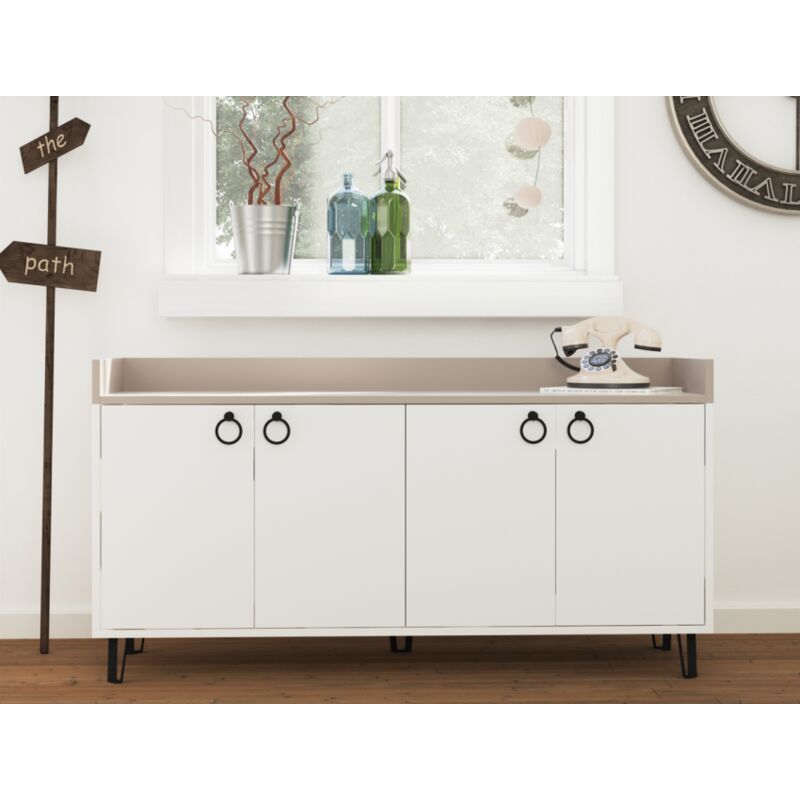 foto del prodotto abitare madia 140x80 h cm bianco opaco e moka chiaro con quattro ante cerignola