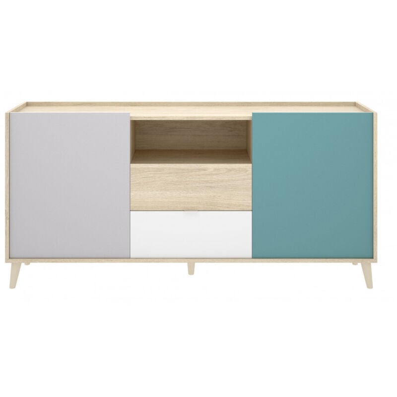 foto del prodotto abitare madia 155x43 cm con due ante e due cassetti multicolore cecina