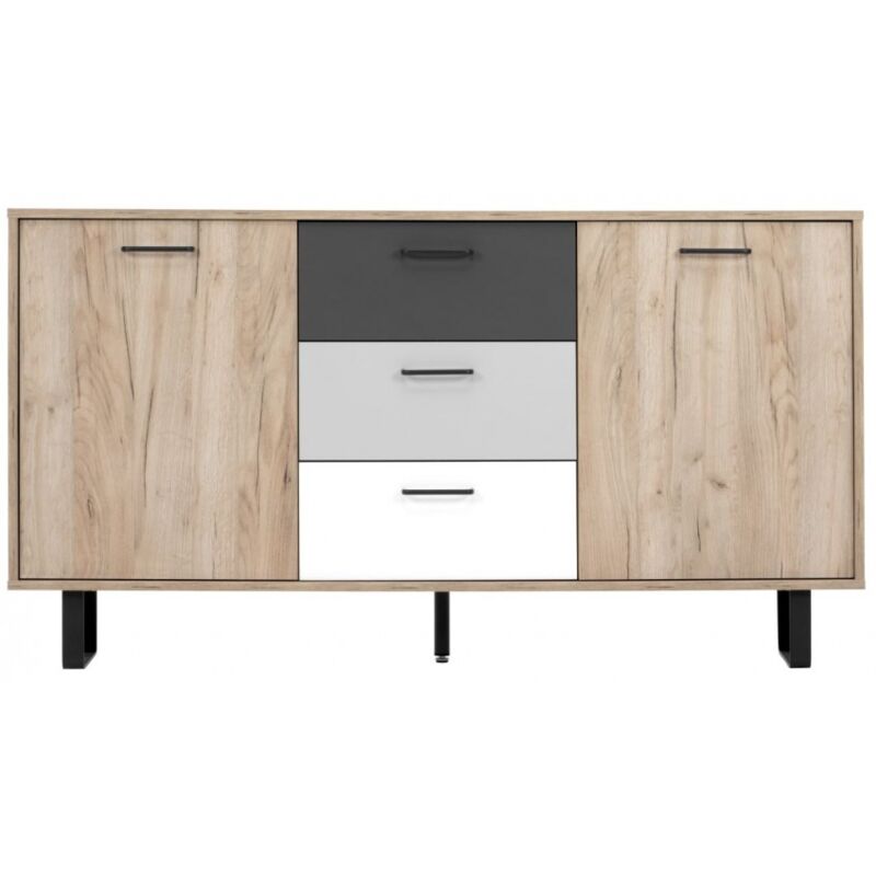 foto del prodotto abitare madia 160 x 86 h cm rovere chiaro e grigio chioggia