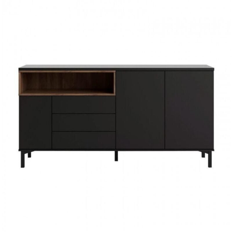 foto del prodotto abitare madia 175 x 89 cm nero opaco e noce fidenza