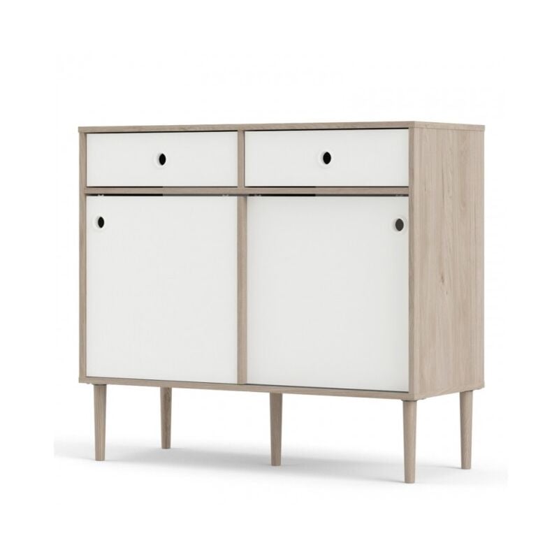 foto del prodotto abitare madia 99x40 cm bianco opaco e rovere chiaro trapani