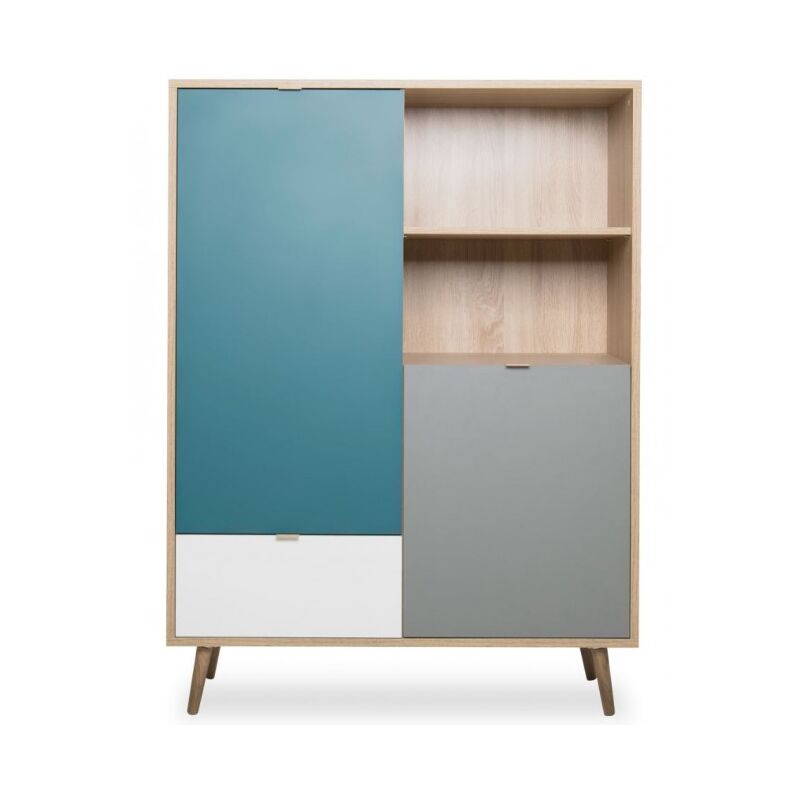 foto del prodotto abitare madia alta 139 cm multicolore con due ante ed un cassetto fondi