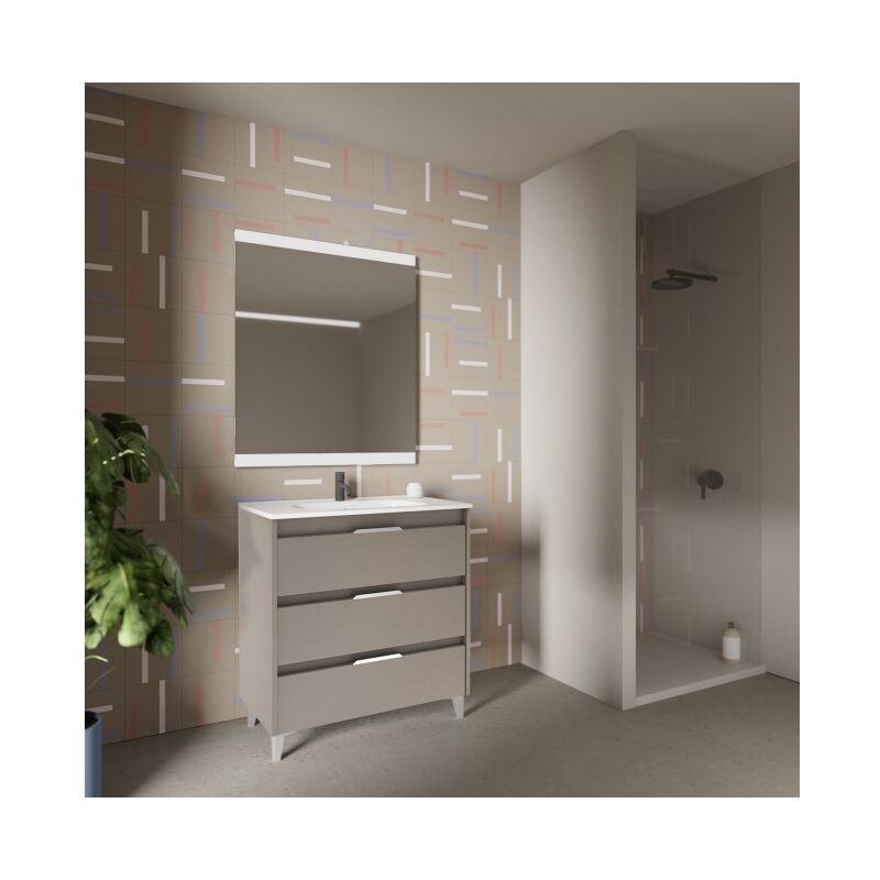 foto del prodotto abitare mobile bagno a terra 100 cm fum sabbiato con lavabo bristol fum 100 cm standard