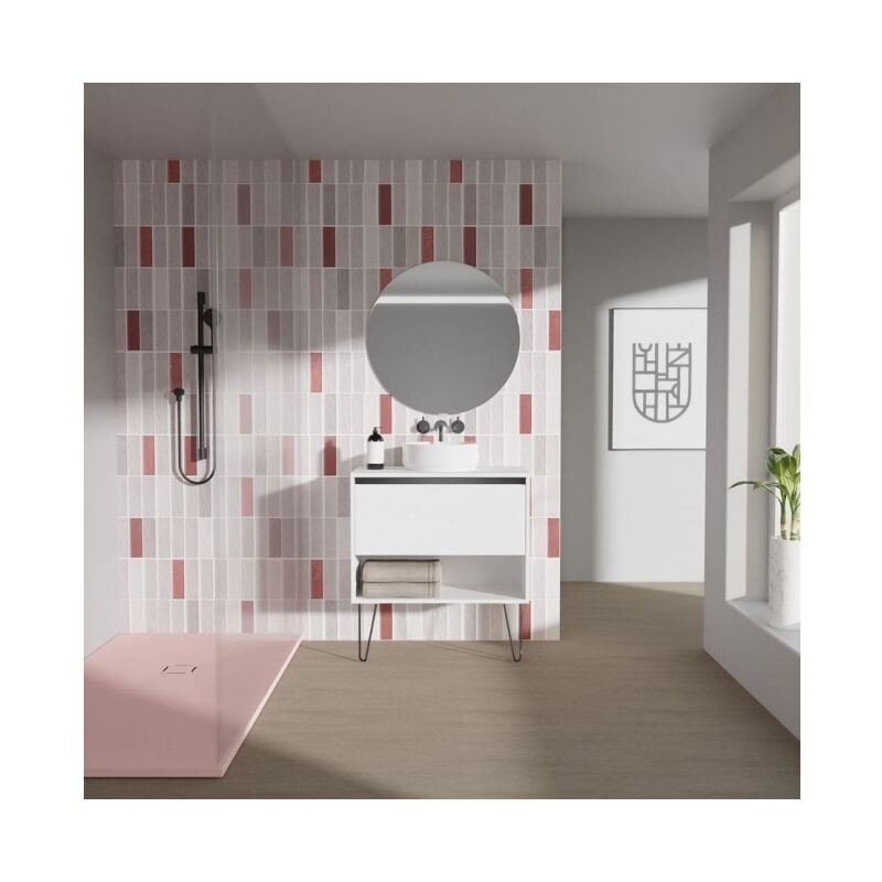 foto del prodotto abitare mobile bagno a terra 80 cm bianco lucido con lavabo da appoggio cambridge bianco 80 cm standard